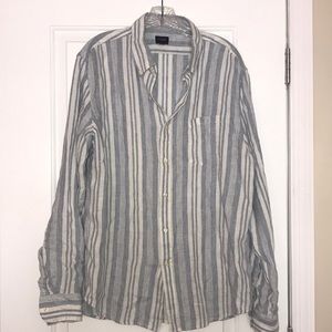 J crew linen stripe pattern button down size L